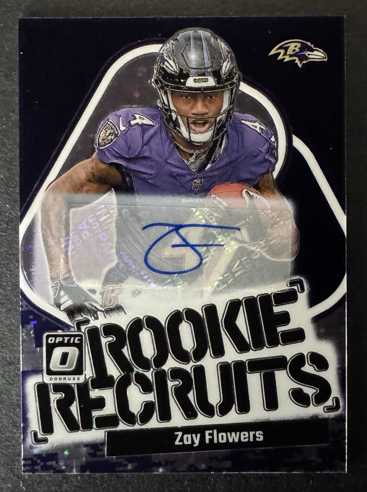 2023 Donruss Optic Zay Flowers Rookie Recruits Auto /25 PURPLE STARS!!!