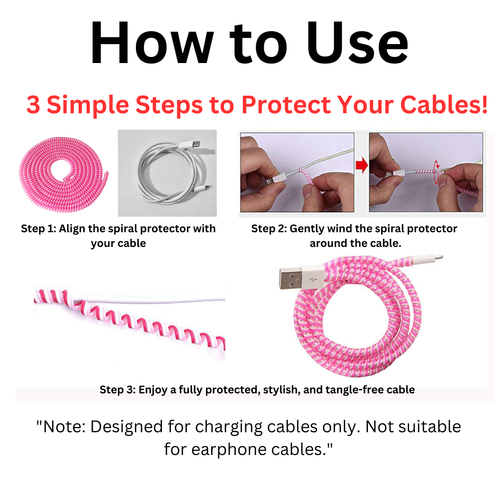 1.4M Triple Color TPU Spiral Cable Protector | USB Charger Cord Saver - Picture 137 of 163