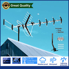 2025 HD TV Digital Outdoor TV Antenna Directional VHF UHF OTA  Pole  Splitter