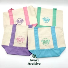 Trader Joe’s Mini Pastel Canvas Tote Bag Set Of 4 Colors Limited (New With Tag)