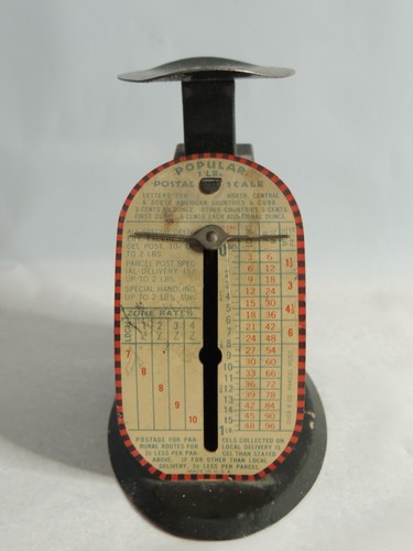 USPS POPULAR Metal Postal Scale, 0-1 Lb Antique Tin Postage Weight Vintage - Picture 5 of 5