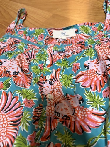 Canotta Printfresh giocosa pappagalli colorata rosa tropicale blu verde 1X - Foto 2 di 9