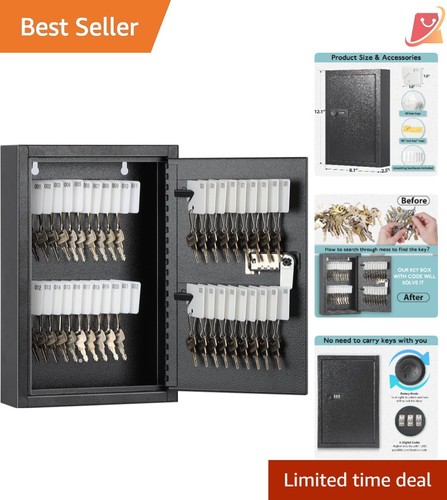 Locking Key Cabinet Metal 40 Key Storage with Combination Lock Wall Mount Secure