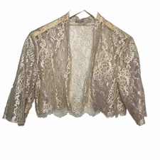 Linda Lundstrom Women’s Nude Lace Shrug Size 8