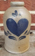 RARE Vintage ROCKDALE UNION Heart Cobalt STONEWARE Bottle Jar EDGERTON WI 1993
