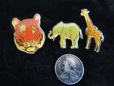 LOT OF 3 VINTAGE SAN ANTONIO TEXAS ZOO PINS TIGER ELEPHANT GIRAFFE