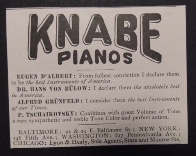 1894 Knabe Pianos Advertisement