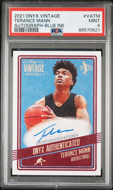2021 Onyx Basketball AUTO Blue Ink /50 TERANCE MANN Clippers FSU Seminoles PSA 9