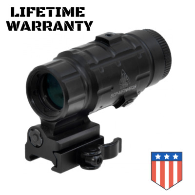 UTG 3X Magnifier with Flip-to-side QD Mount, W/E Adjustable - SCP-MF3WEQS