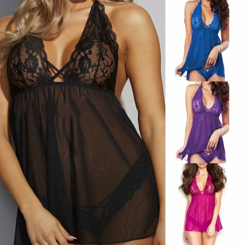 Lencería Sexy Talla Grande Encaje Ropa Interior Babydoll Mujeres Prendas para Dormir Tanga Vestidos - Imagen 1 de 16