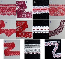 Assorted Red Lace Trims 2 - 12 Yards x 3/4" - 2" Maroon 185X CLOSEOUT
