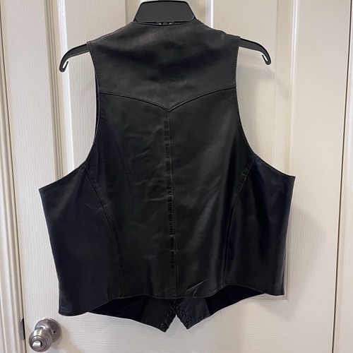 Scully Black Leather Vest Whip Stitch Lapel Pockets Lined Men's Size Large - Picture 14 of 20