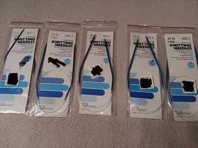 Lot of 5 Boye  Circular Knitting Needles, Size 1, 2,3,4,5 Var Length Lot 5