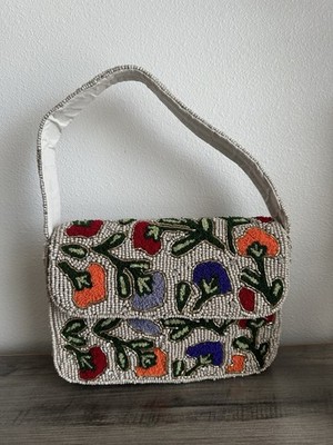 Studio 12 Made In India Flower Beaded Women s Bag elegant casual Multicolor New