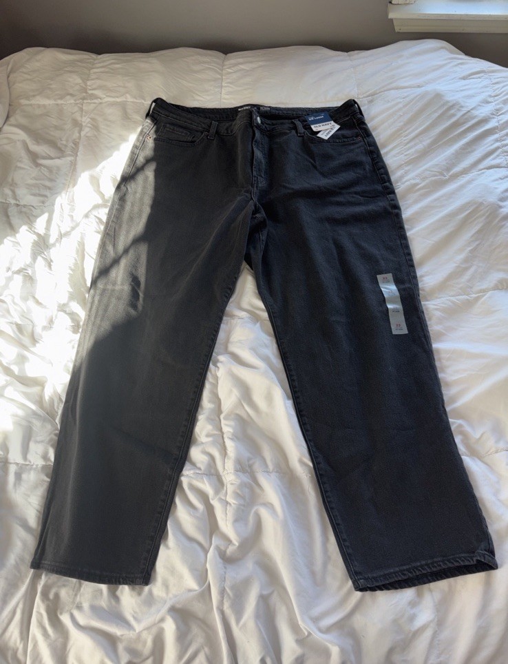 Black Denim Button Zip Pockets 5-pocket