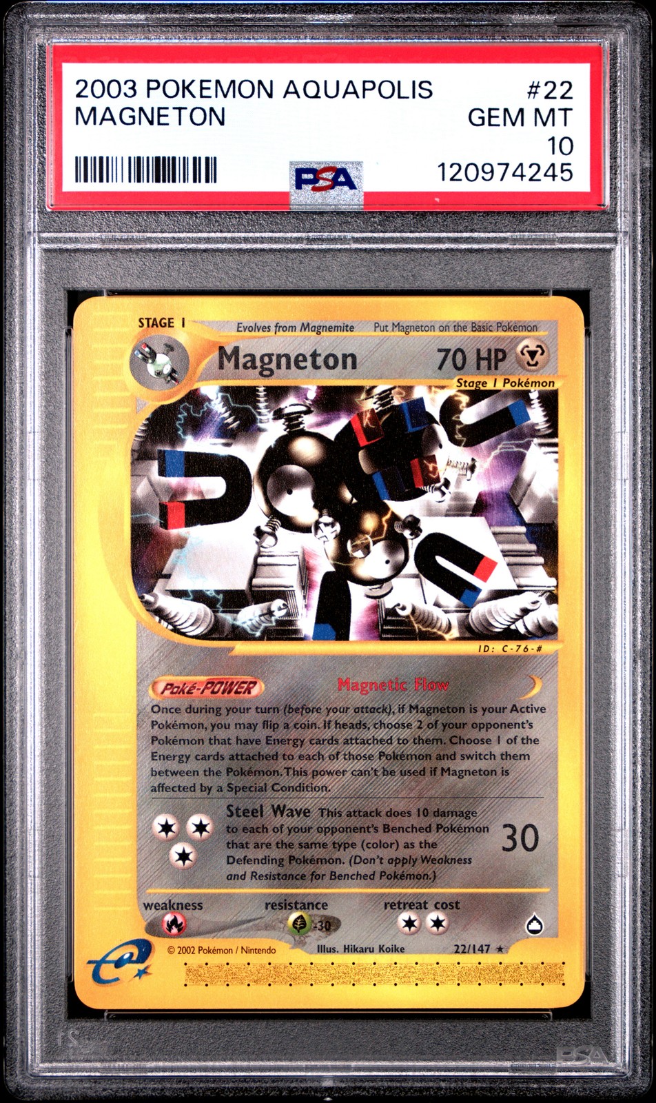 2003 POKEMON AQUAPOLIS #22 MAGNETON PSA 10