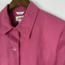Talbots Blazer Womens 12 Pink Irish Linen Lined Jacket Pockets Career Workwear