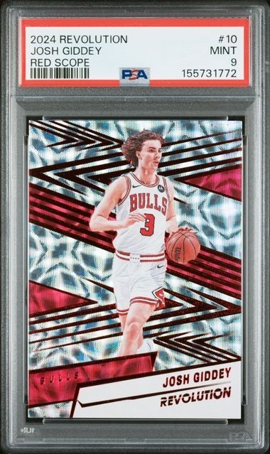 2024 Revolution John Giddey /135 RED SCOPE Color Match Chicago Bulls PSA 9 MINT