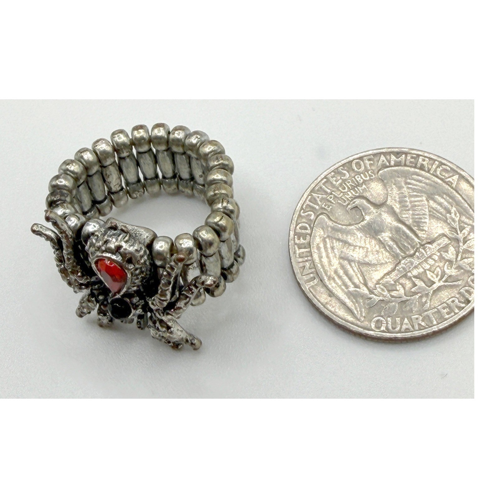 Gothic Spider Statement Ring Red Stone Adjustable… - image 3