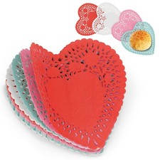 200 Pcs Heart Paper Doilies 4 Inch Valentines 4 Inch, Red, Pink, White, Green