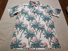 Bad Birdie Golf Polo Shirt XL Tropical Palm Parrot All Over Print Performance