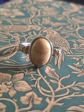 Sterling Silver, Brown Jasper and Citrine Ring (Size T)