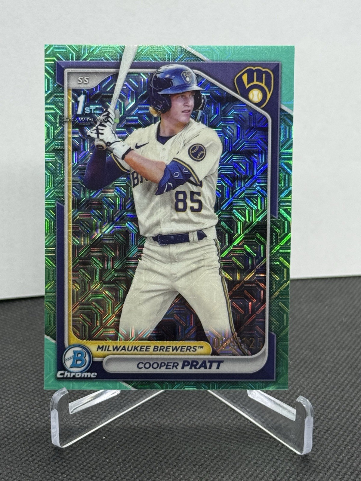 Cooper Pratt 2024 Bowman Chrome 1st Prospect Mega Box Mojo Aqua Refractor /125