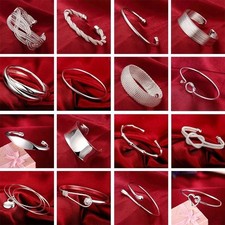 Women 925 Sterling Silver Bracelet Bangle Ladies Jewelry Christmas Gift For-Her