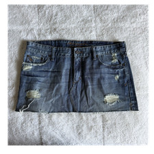 Abercrombie Fitch Y2K Distressed Denim Mini Skirt Button Pockets Women s 10