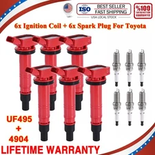 6Pack UF495 Ignition Coil + Iridium Spark Plug For Toyota Tacoma 4Runner 4.0L