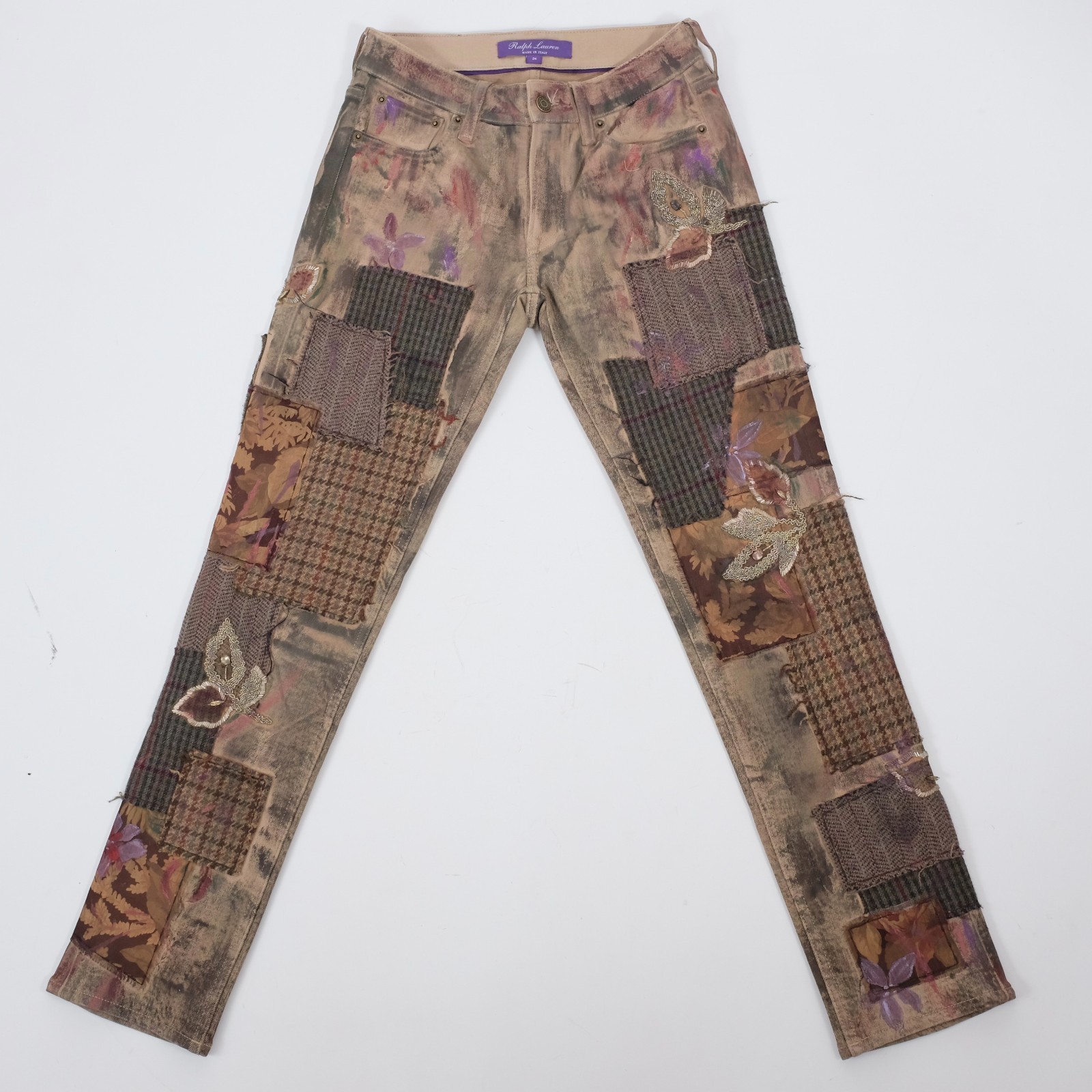 Ralph Lauren Purple Label Collection sz 24 pants jeans patchwork 160 embellished