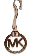 Michael Kors MK Logo Gold Charm Leather Handbag Large Fob Scratches