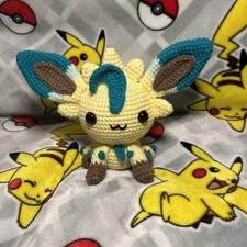 Pokemon Leafeon Hand Made Crochet Stuffed Collectible. From Eevee Evil. Series