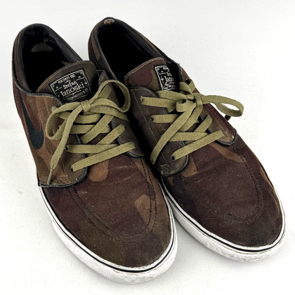 Nike Stefan Zoom Air Janoski Iguana Lona Verde Camuflaje Skateboard Tenis Talla 12 Foto 3 de 4