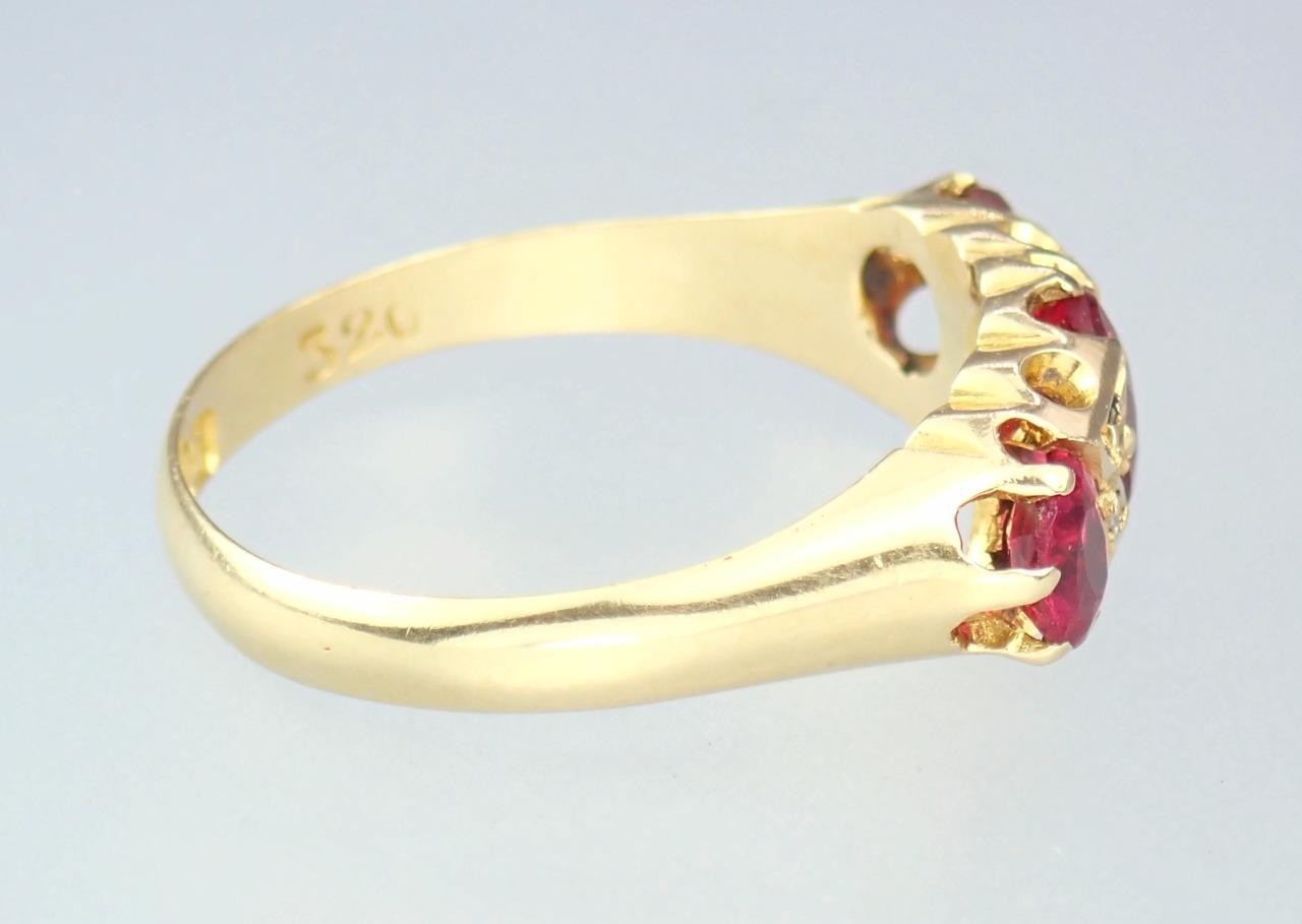 Pretty Antique Art Deco Solid 18K Gold Ruby Diamo… - image 13
