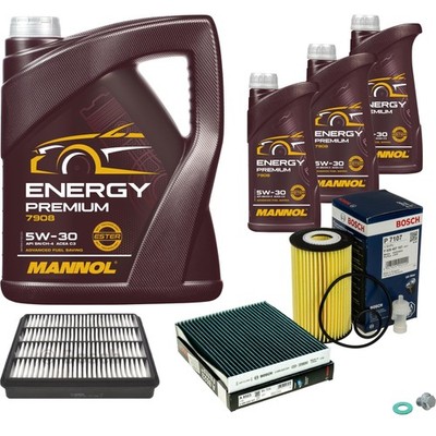 BOSCH Inspektionpaket 8 L MANNOL Energy Premium 5W-30 für Toyota Land Cruiser