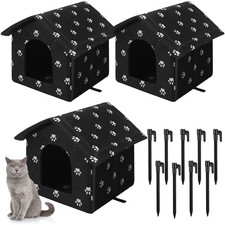 3 Pcs Cat Houses for Outdoor Stray Cats Shelter Weatherproof Outside House In...