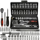 45pc Ratchet Wrench Socket Set Stainless Steel Tool Kit Auto Bike Car Repair UK