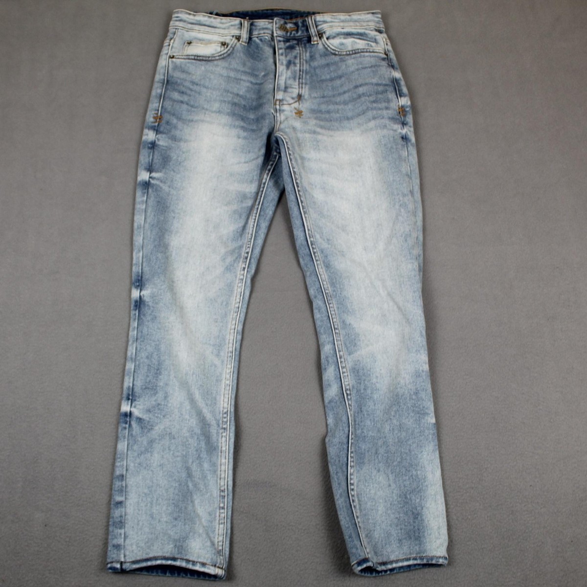 Ksubi Jeans Mens 30 Light Wash Blue Button Fly Stretch Denim Slim 