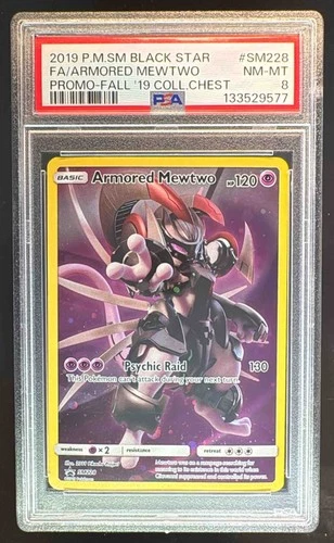 133529577 Armored Mewtwo 2019 Pokemon Sun Moon Black Star Promo #SM228 PSA 8