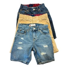 Lot of 3 Levi s Boys Shorts Size 8 Light Dark Denim Tan Cargo Adjustable Waist