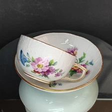 KPM Porcelain Demitasse Cup, Saucer, Antique c. 1850 Royal Porcelain Manufactory