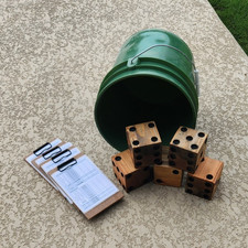 Yardzee Outdoor Wooden Dice Game Set with Bucket and Scorecards
