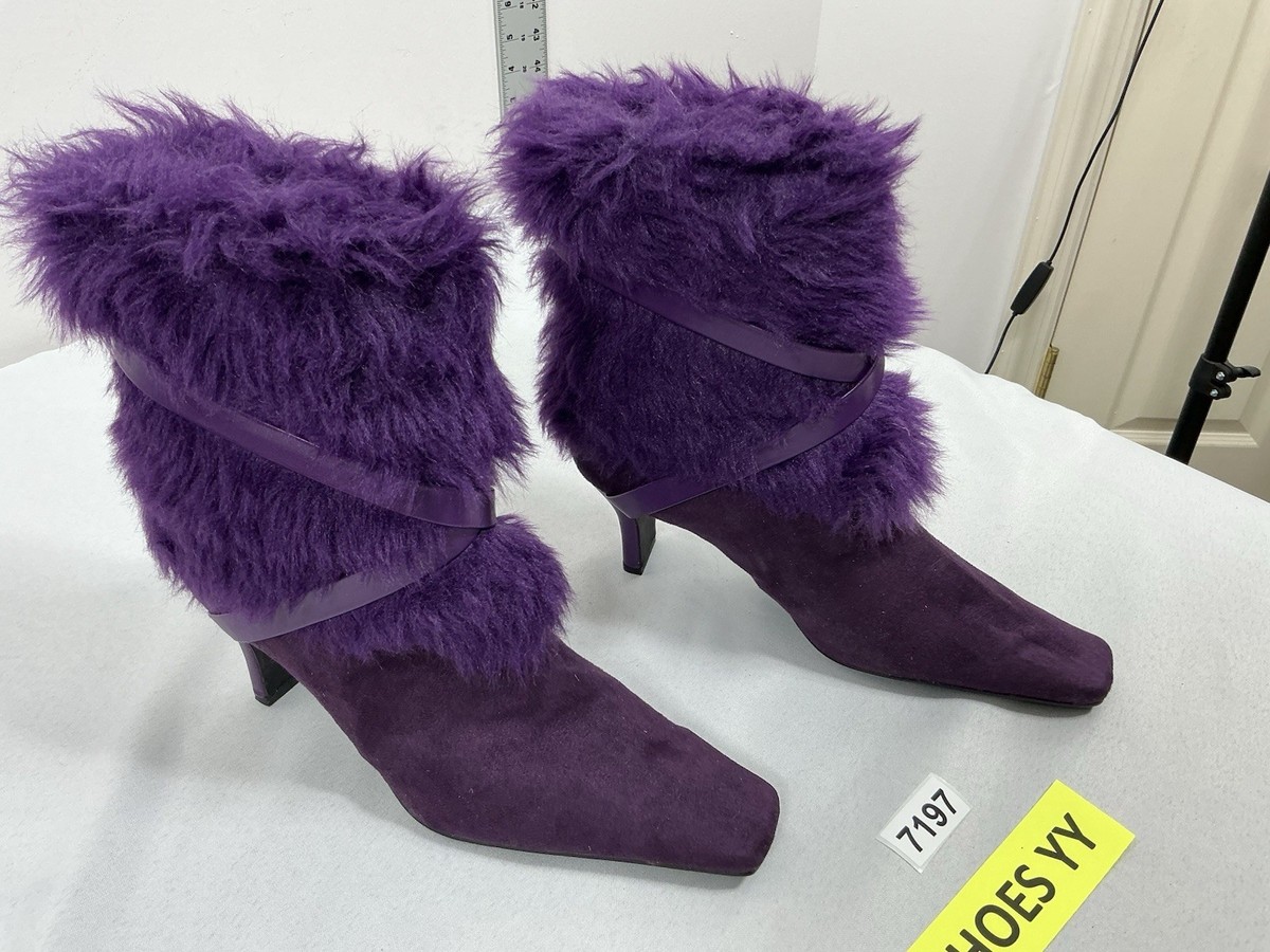 Womans Excellent Via Accenti Stiletto Ankle Boots Size 9 W  Theory Purple Velvet leather inner lined Women\'s Ankle Boots booties NEW NWOT main image 0