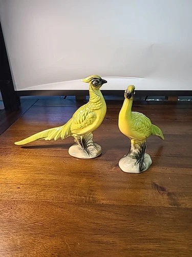 Pair Of Vintage Stewart B McCulloch California Pottery Pheasant Figurines