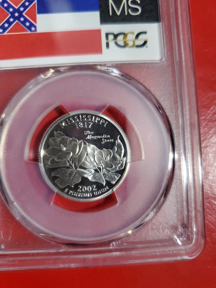 2002 S .90 SilverQuarter Dollar PR69DCAM Mississippi 50 State, PCGS Certified. - Image 3 of 4
