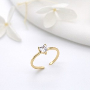 Authentic 18K Gold Plated Open Ring, CZ Heart Adjustable Ring One Piece ZX1014