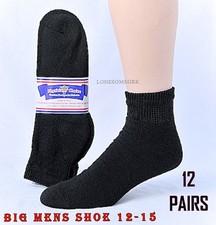 12 Pairs BIG Mens Shoe 12-15 Physicians Choice Cotton Blend Diabetic Ankle Socks