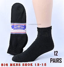 12 Pairs BIG Mens Shoe 12-15 Physicians Choice Cotton Blend Diabetic Ankle Socks