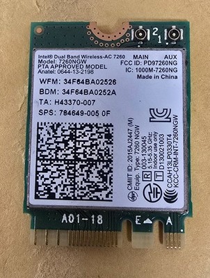 Intel 7260NGW Intel Dual Band WLAN + Bluetooth Combo Ref00365